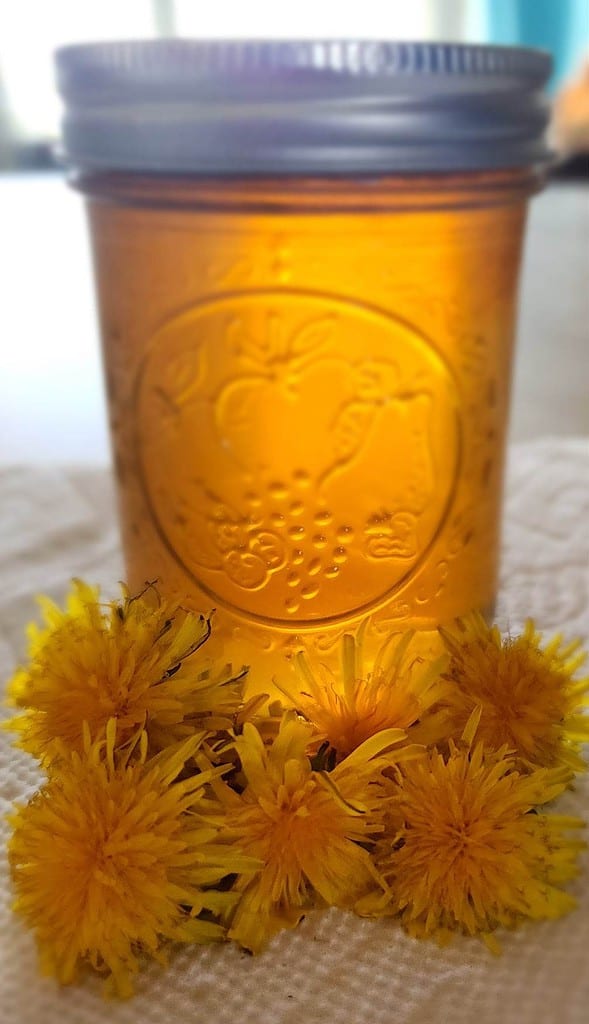 Jar of dandelion jelly