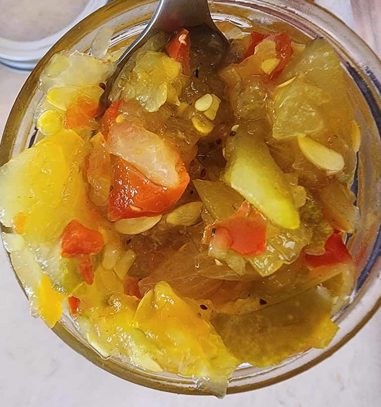 cucumber relish spoonful