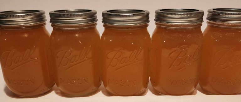 Jars of bone broth after canning