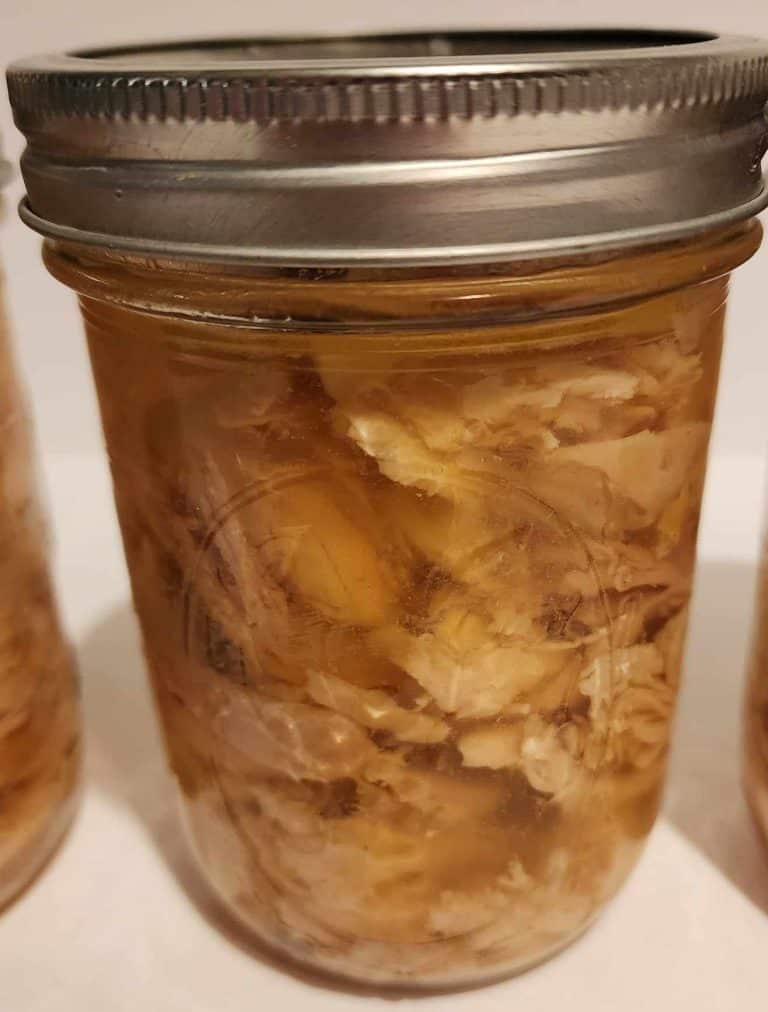 Rotisserie chicken home-canned in a pint jar