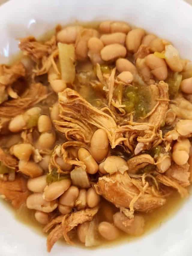bowl of home canned white chicken chili