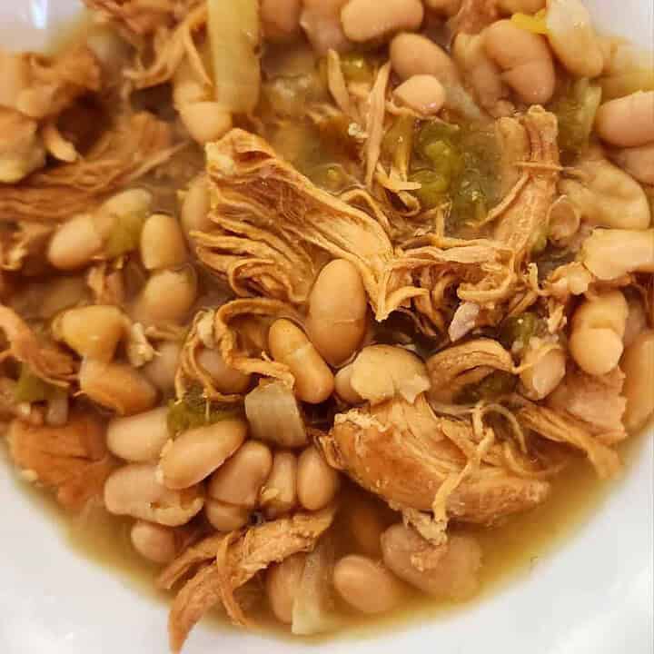 bowl of home canned white chicken chili