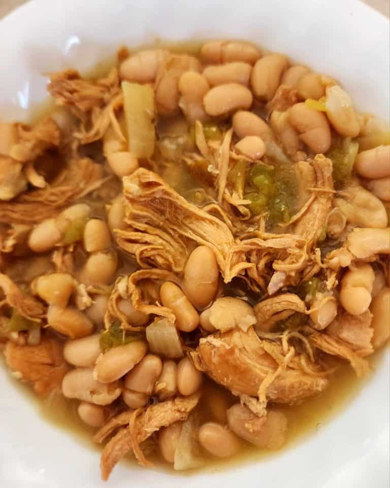 bowl of home canned white chicken chili