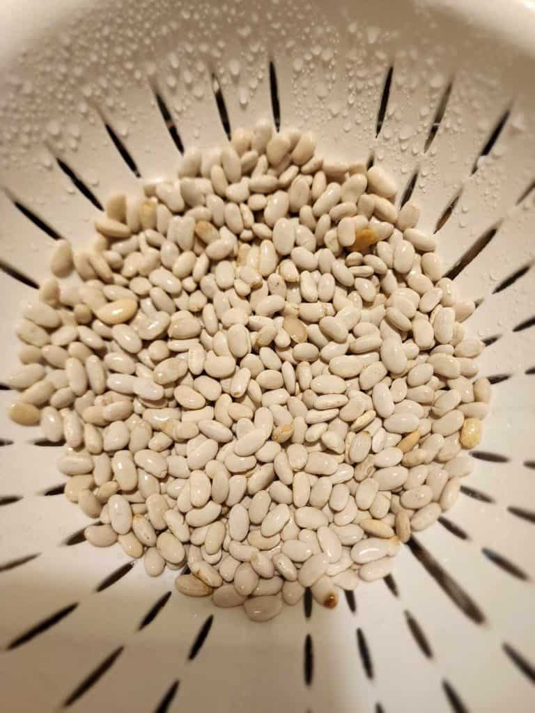 rinsing white northern beans for white chicken chili canning recipe