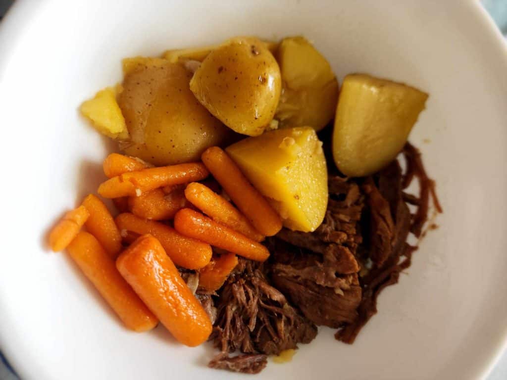 instant pot pot roast meal in a bowl