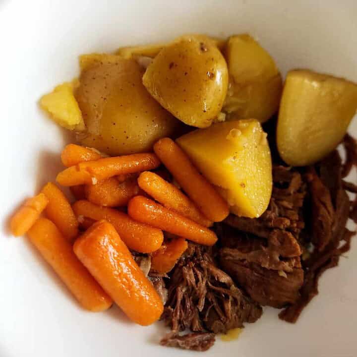 instant pot pot roast meal in a bowl