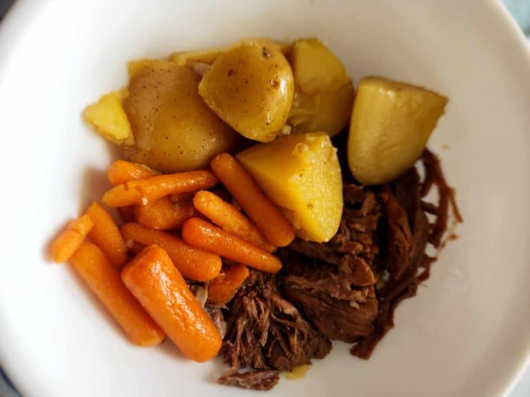 instant pot pot roast meal in a bowl