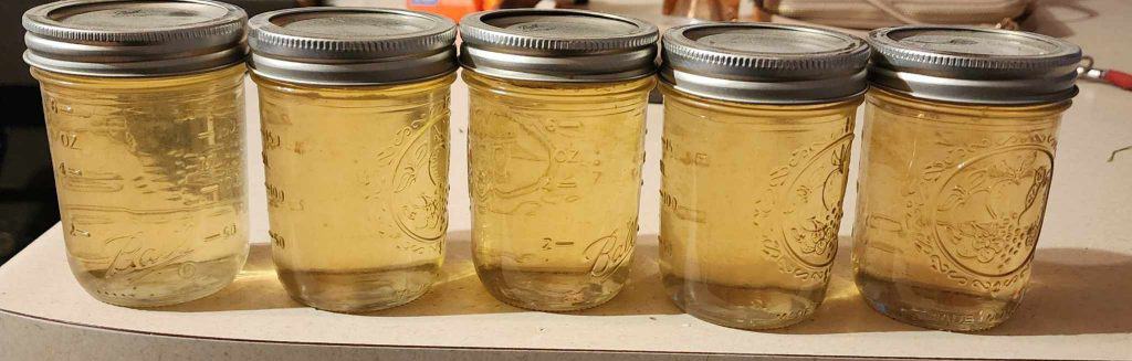 5 half pint jars of honeysuckle jelly