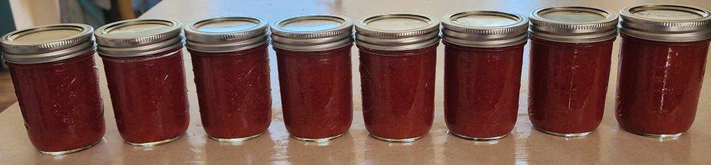 Jar of strawberry jalapeno bourbon bbq sauce