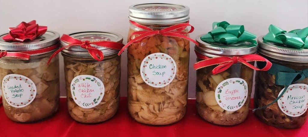 5 jars of Home canned soups for Christmas