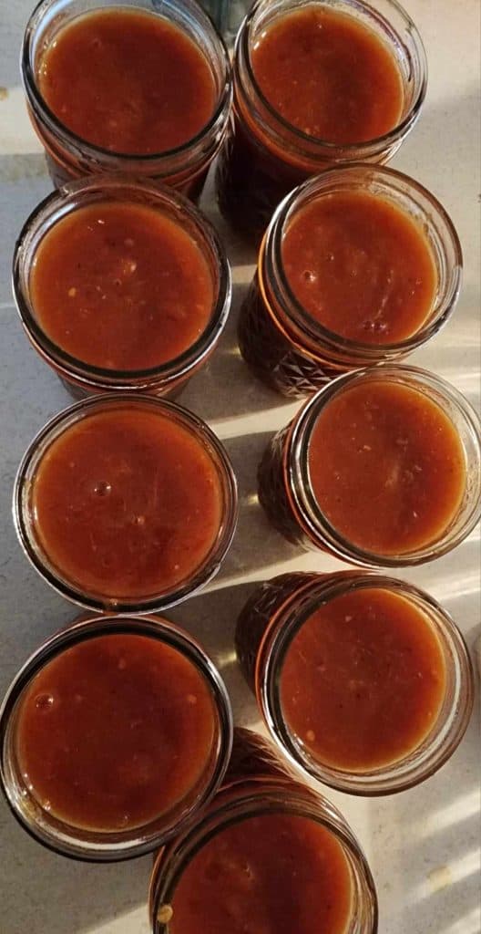 homemade bbq sauce in canning jars from the top