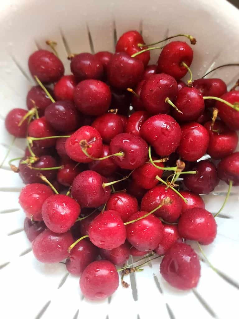 rinsing cherries for cherry jalapeno bourbon bbq sauce