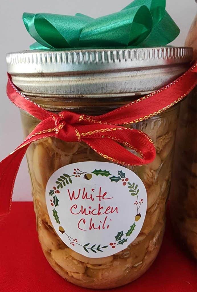 White chicken chili canned soup as a Christmas Gift