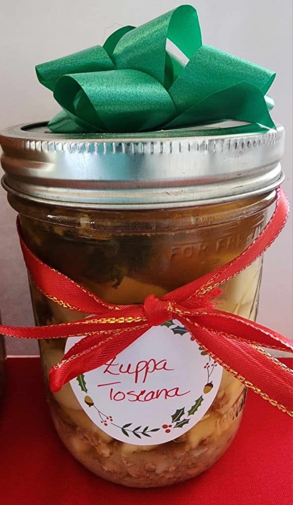 Canned Zuppa Toscana soup for Christmas gift