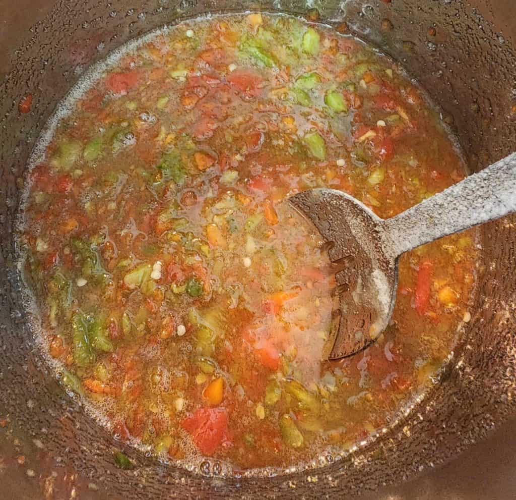 pepper jelly simmering