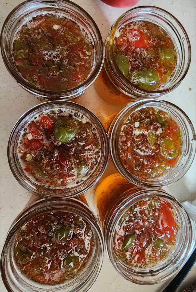 pepper jelly tops of jars