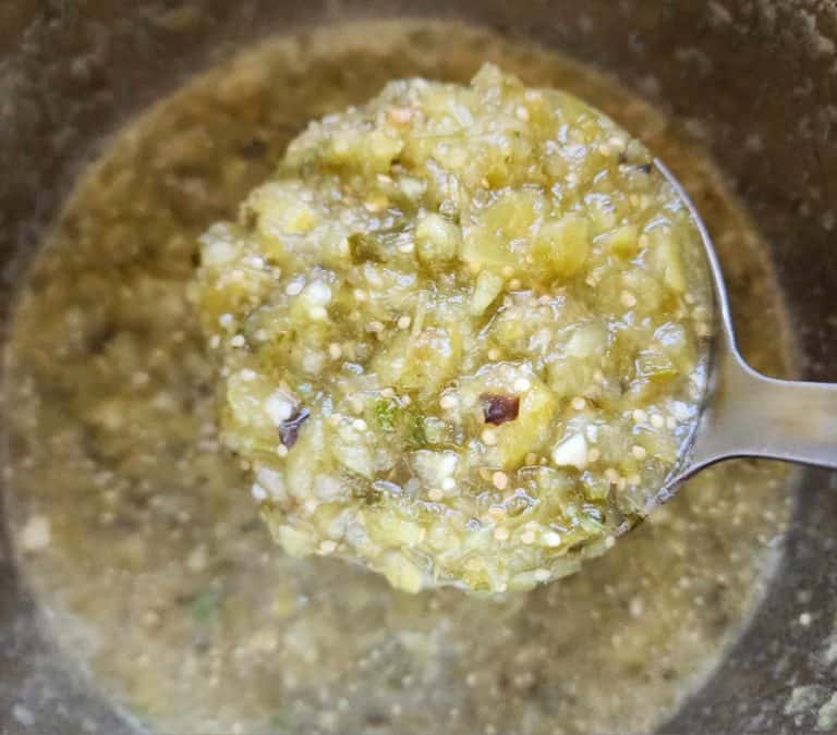 big spoon of salsa verde