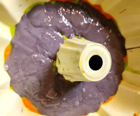 Purple cake mix added for Halloween cake