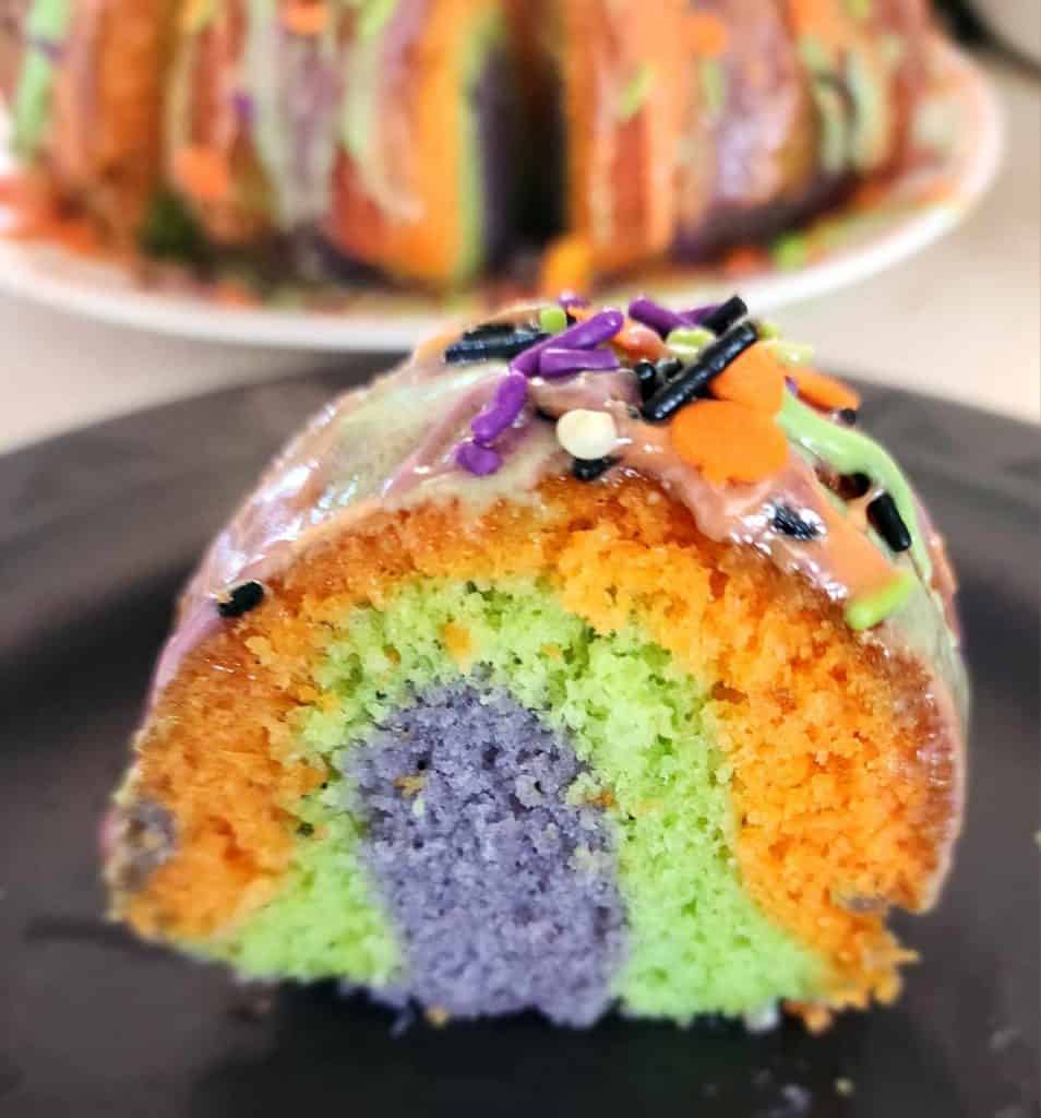 Slice of Halloween Bundt cake