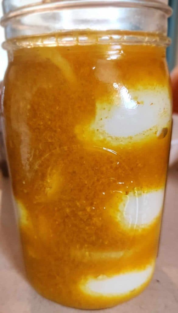 brine added to mustard eggs