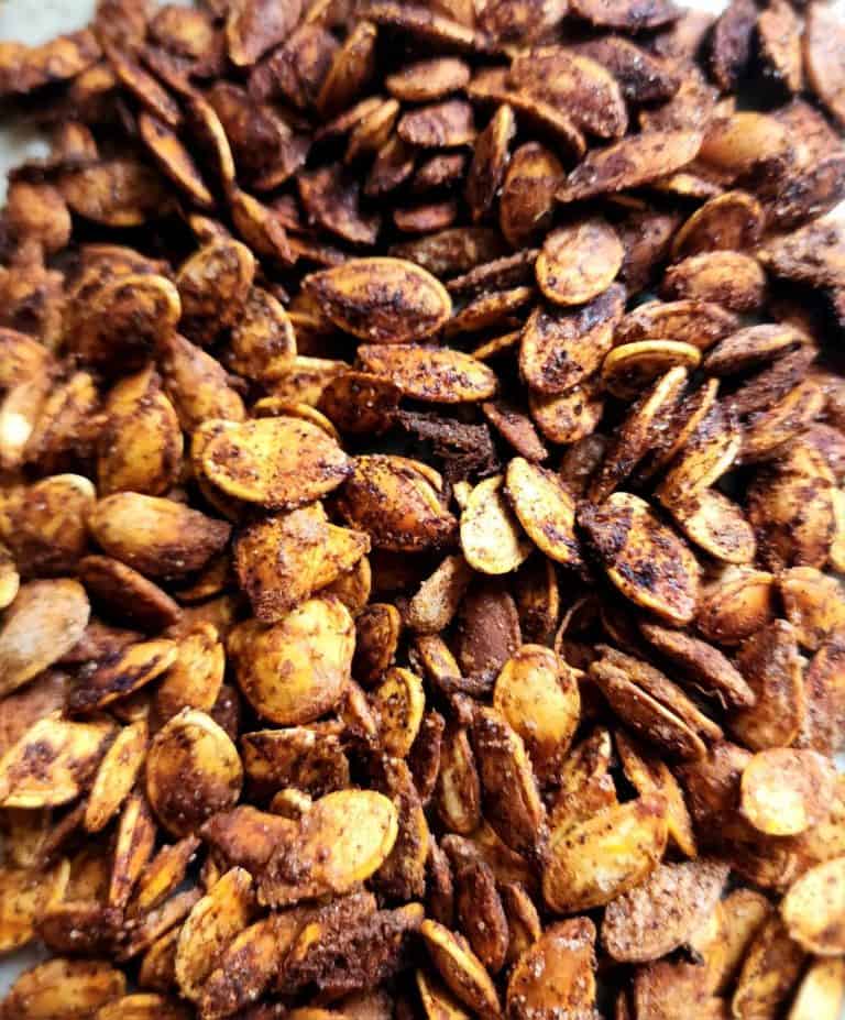 closeup of spicy pumpkin seeds