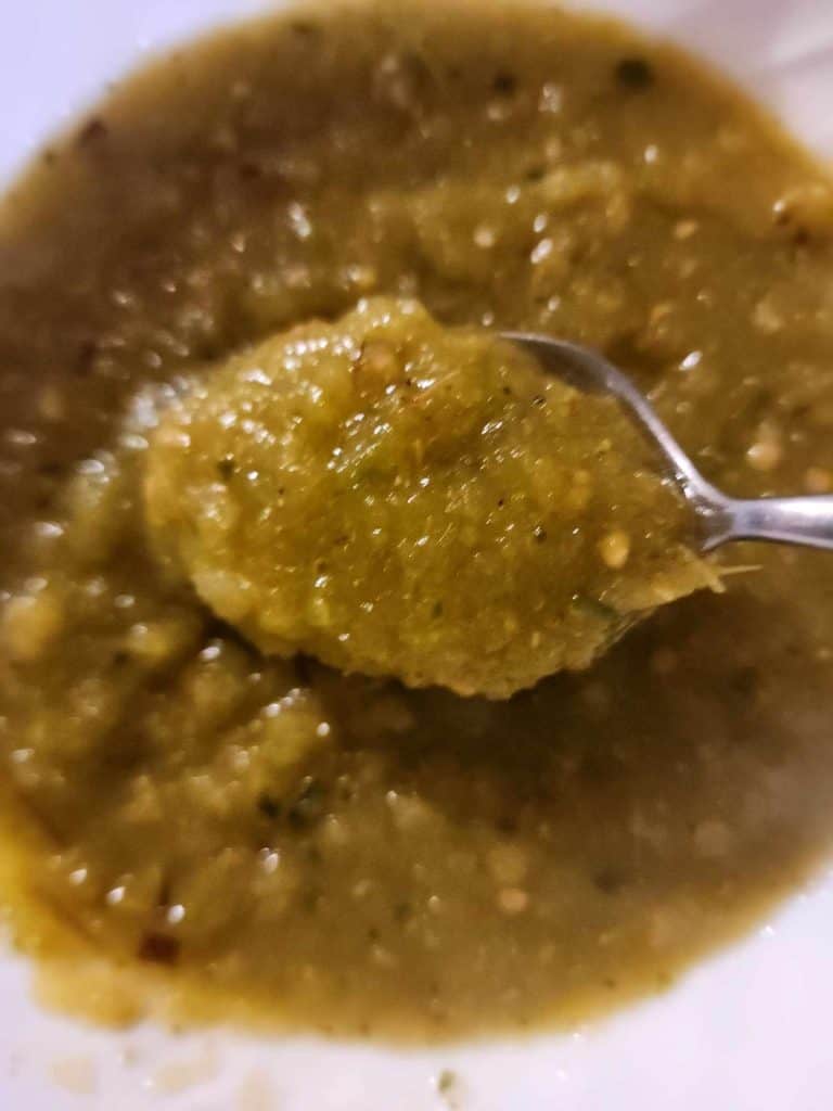 Green tomato enchilada sauce recipe in a bowl