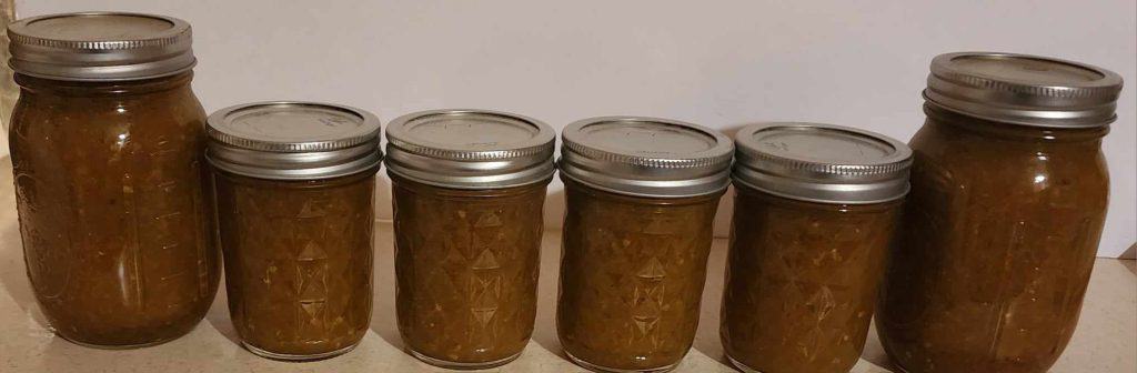 6 jars of home-canned green tomato bbq sauce