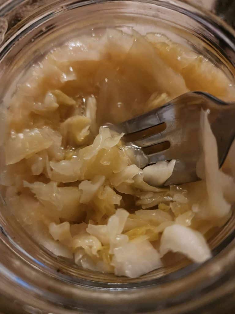 sauerkraut from top of jar