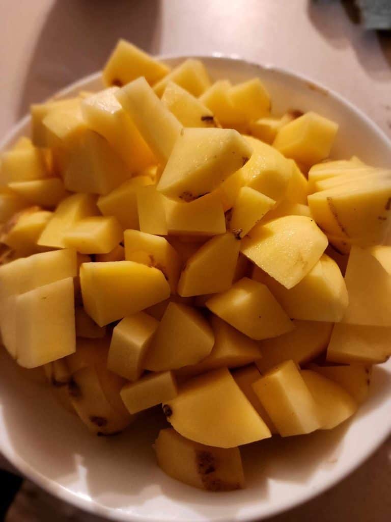 potatoes cut into bite-sized pieces to make beef stew in the instant pot