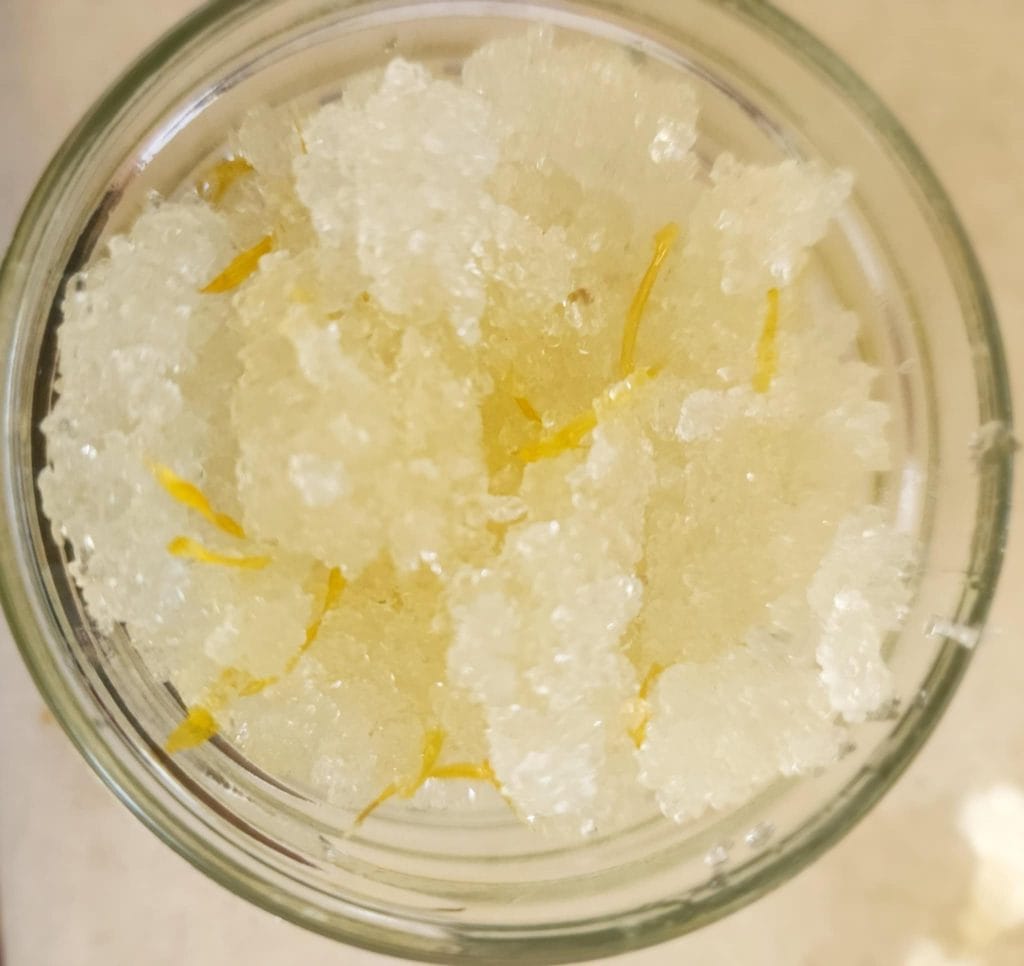 calendula salt scrub in a jar