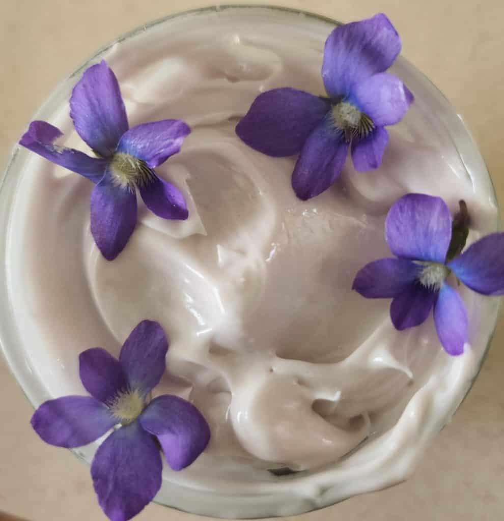 violet body butter in jar