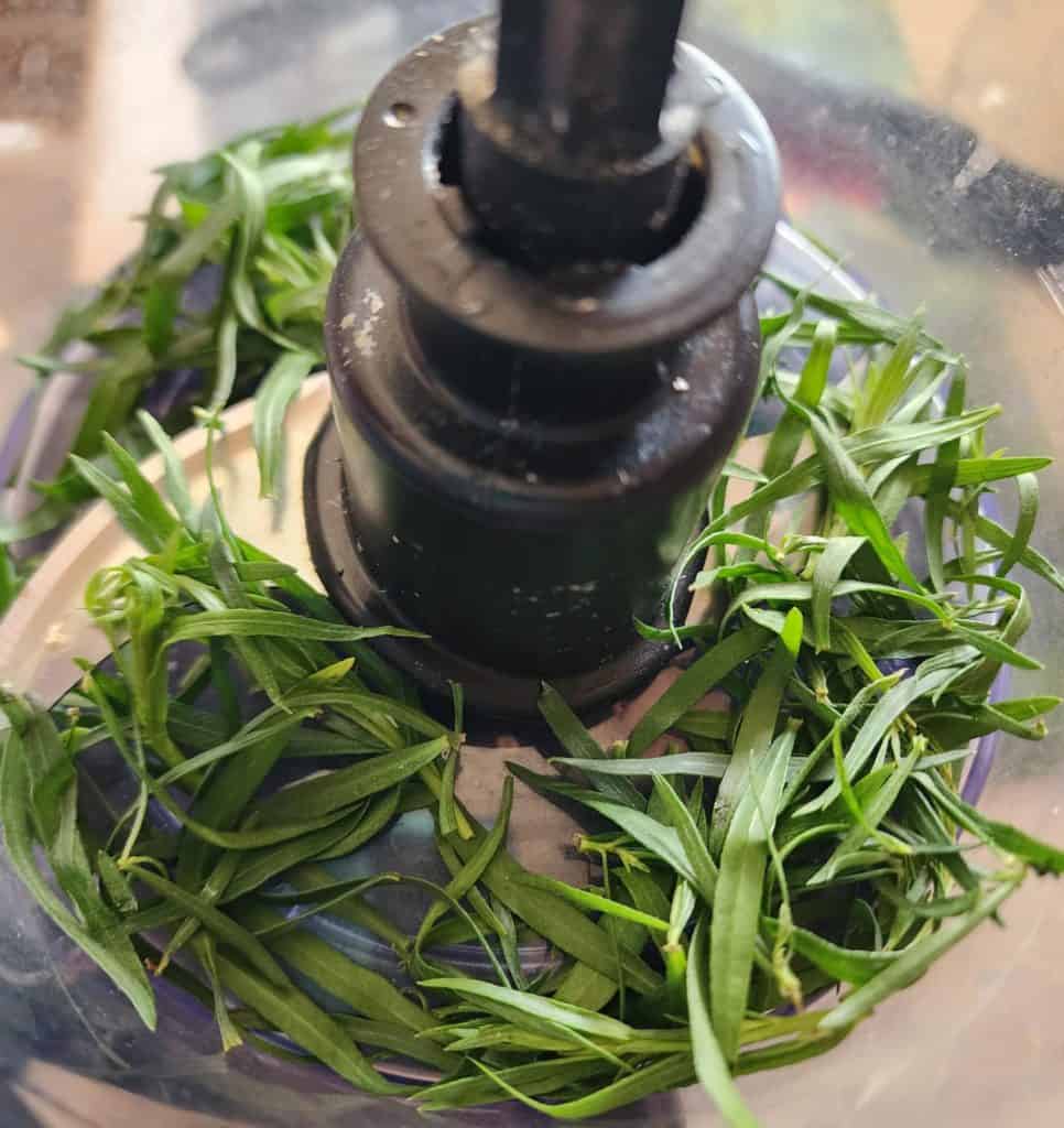 tarragon leaves in food processor