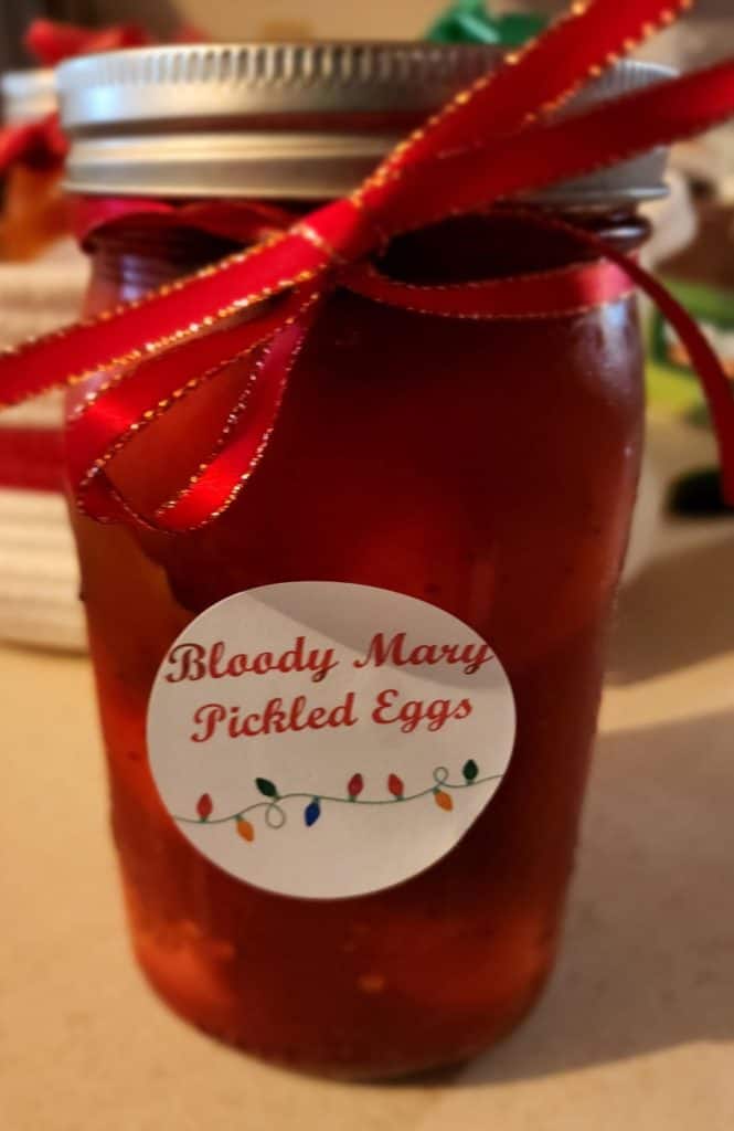 Christmas Bloody Mary Pickled eggs