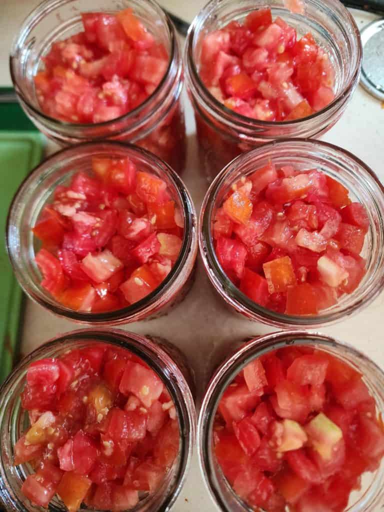 jars of diced tomatoes from the top of the jar