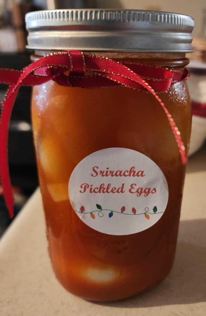 sriracha pickled eggs as Christmas present