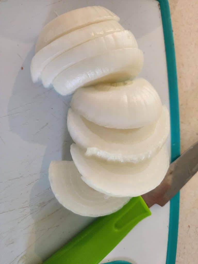 sliced onions for sriracha pickled eggs
