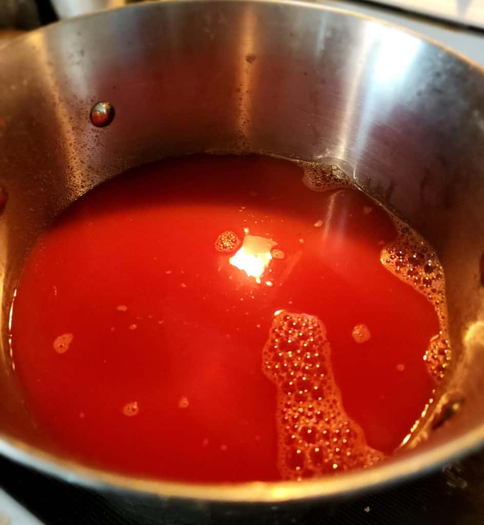 heating juice in stockpot