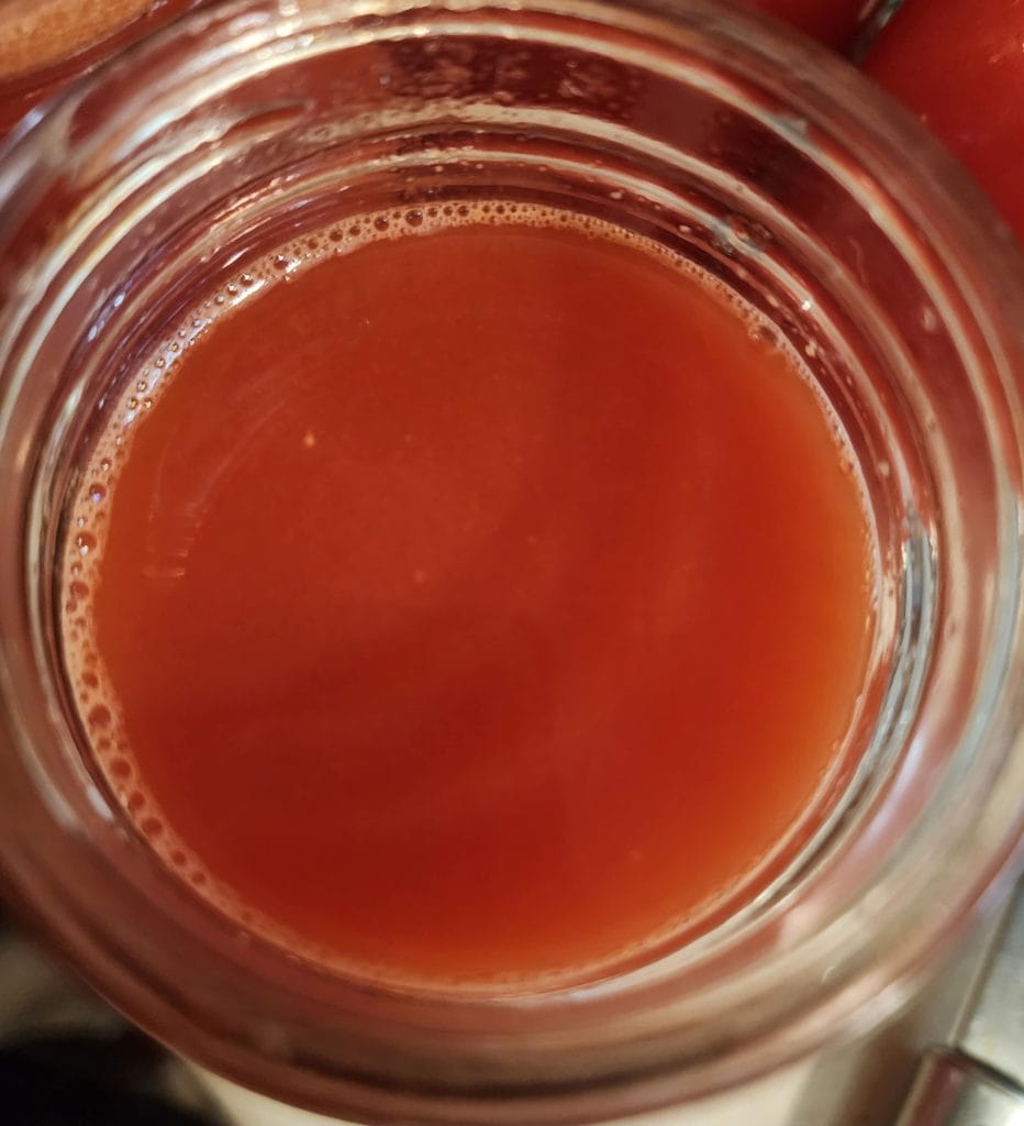 jar of tomato juice from the top