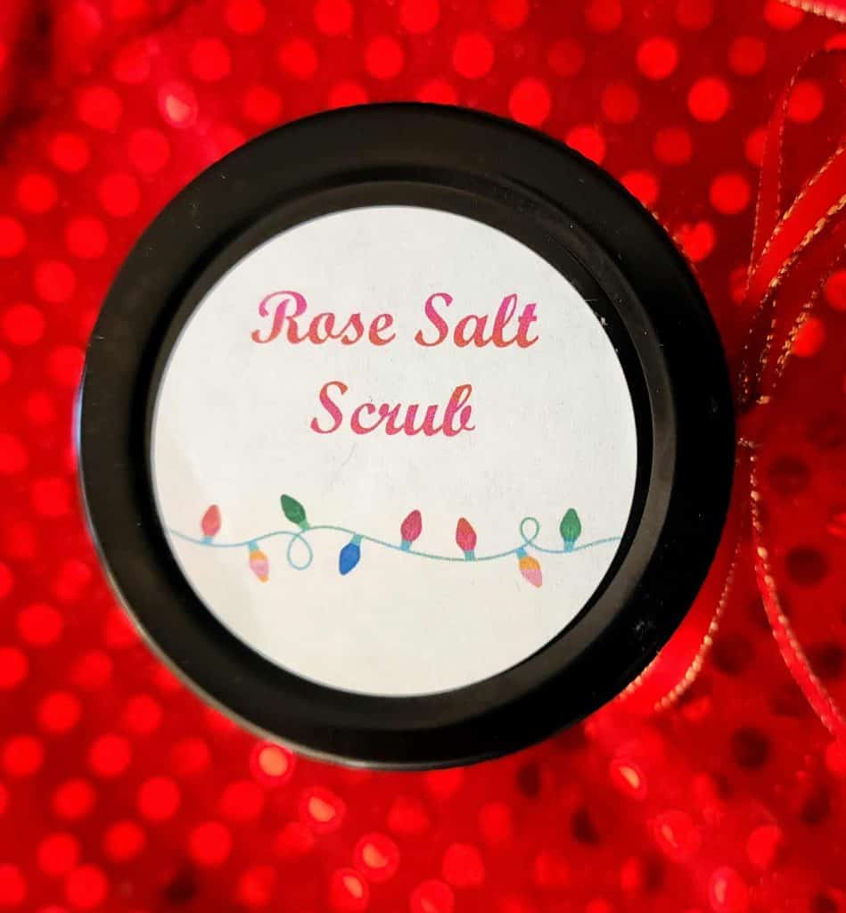 Rose salt scrub recipe as Christmas present