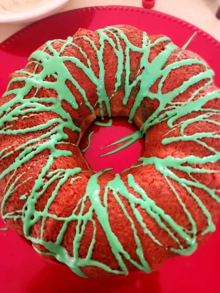 green frosting on Christmas cake