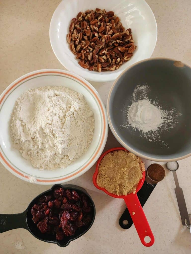 Ingredients for Christmas Muffins in a jar