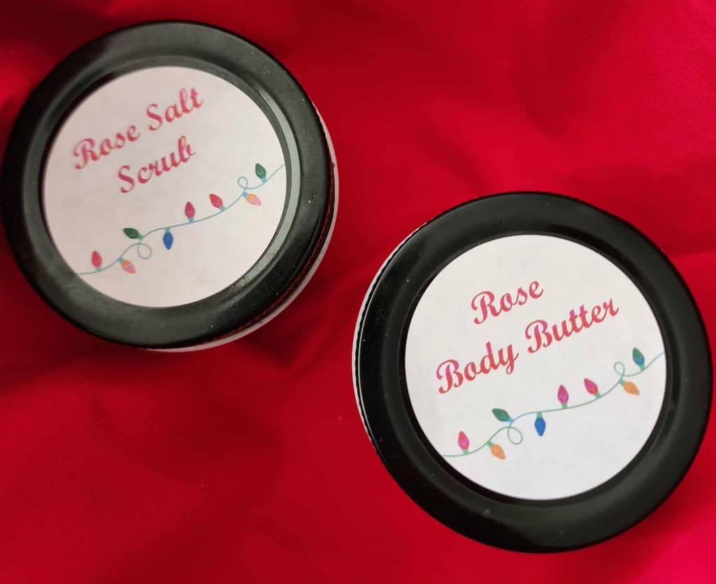 Christmas rose salt scrub and rose body butter