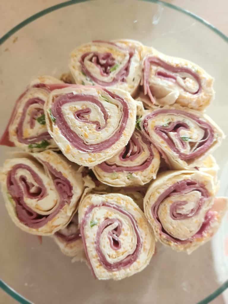 ham cheese and ranch roll in bowl