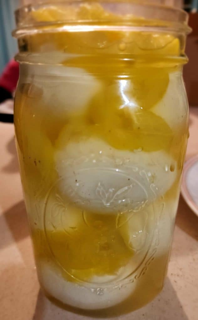 banana pepper pickled eggs before storing in refrigerator