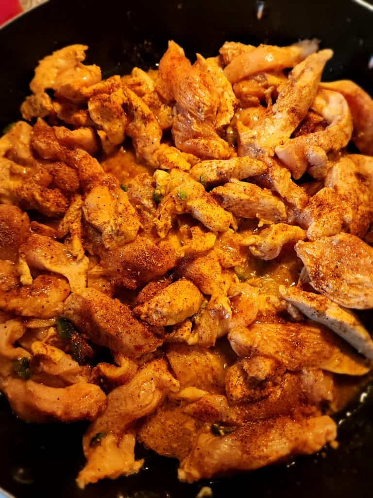 cooking the chicken for fajitas that had fajita marinade