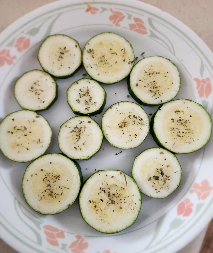 Greek seasoning on zucchini