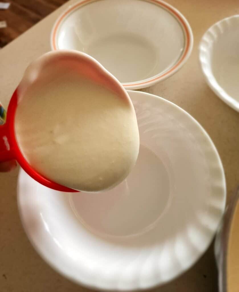 1 cup of cake mix in each bowl for Valentine cake