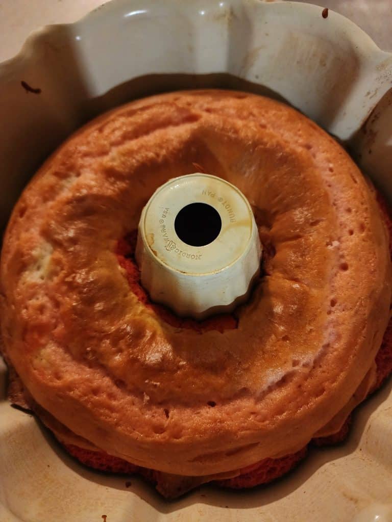 valentine cake cooked in pan