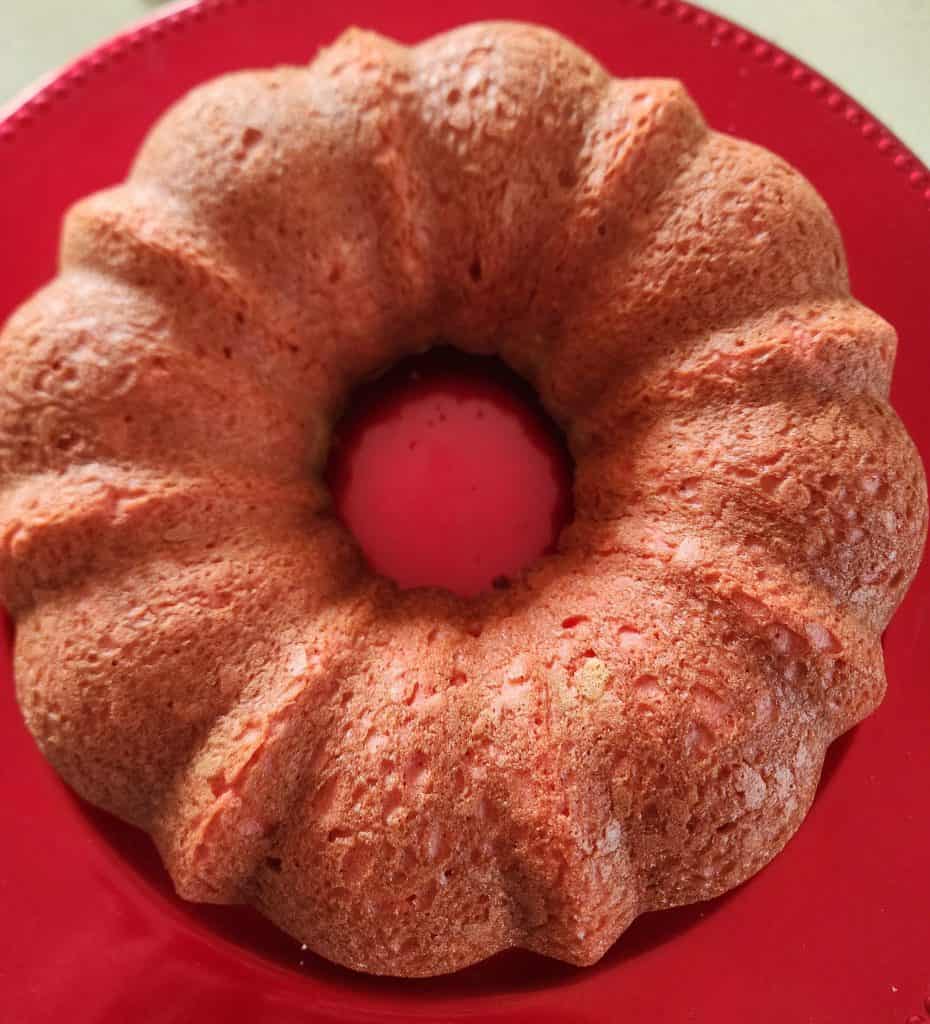 valentine cake cooked before decorating on plate