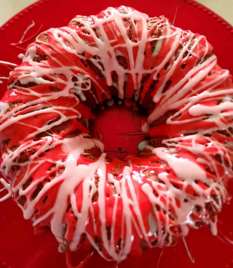 Icing being added to Valentine cake